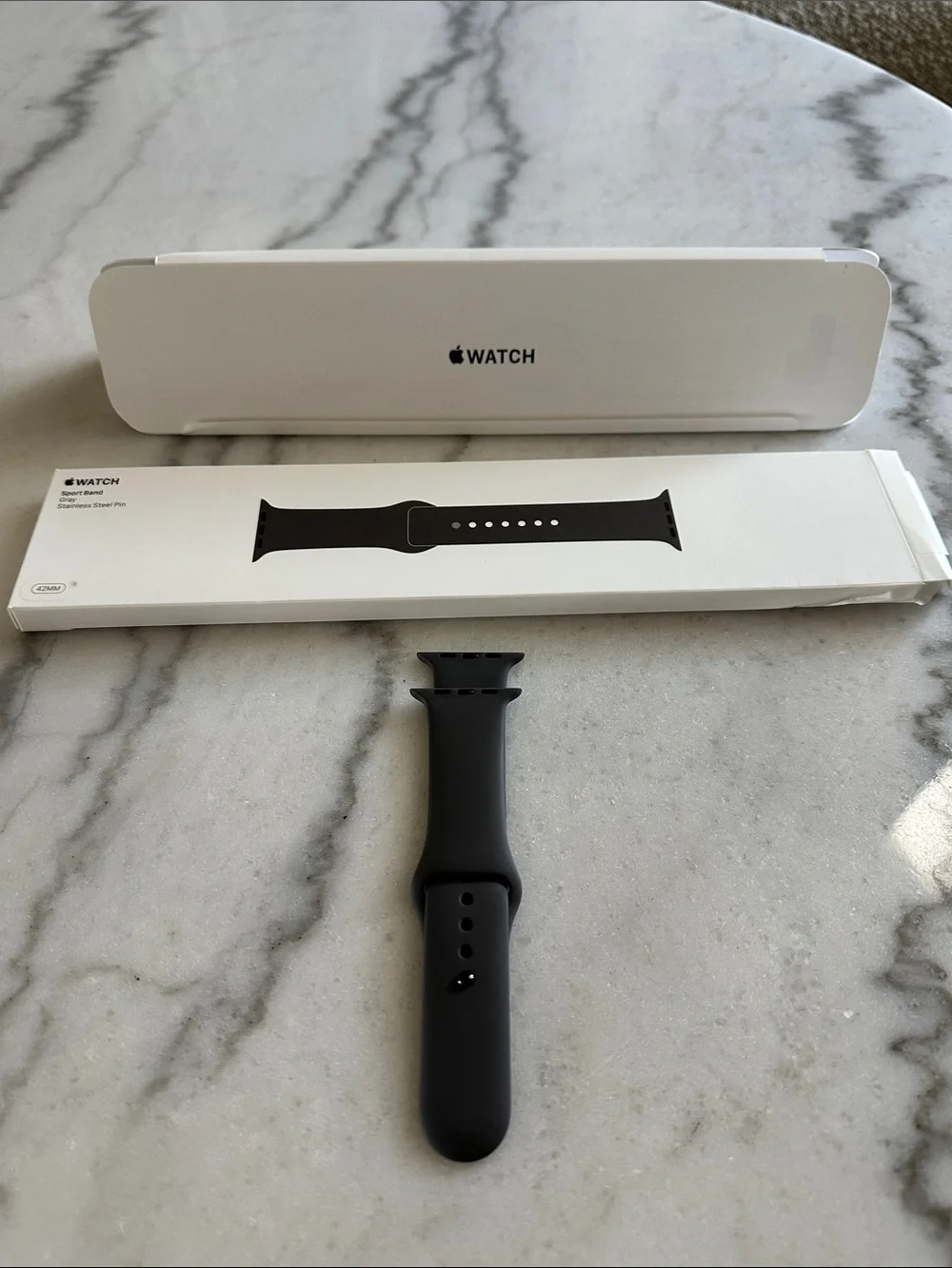 Authentic Apple Watch Gray Sport Band 42mm (With Box)- barely worn - looks new
